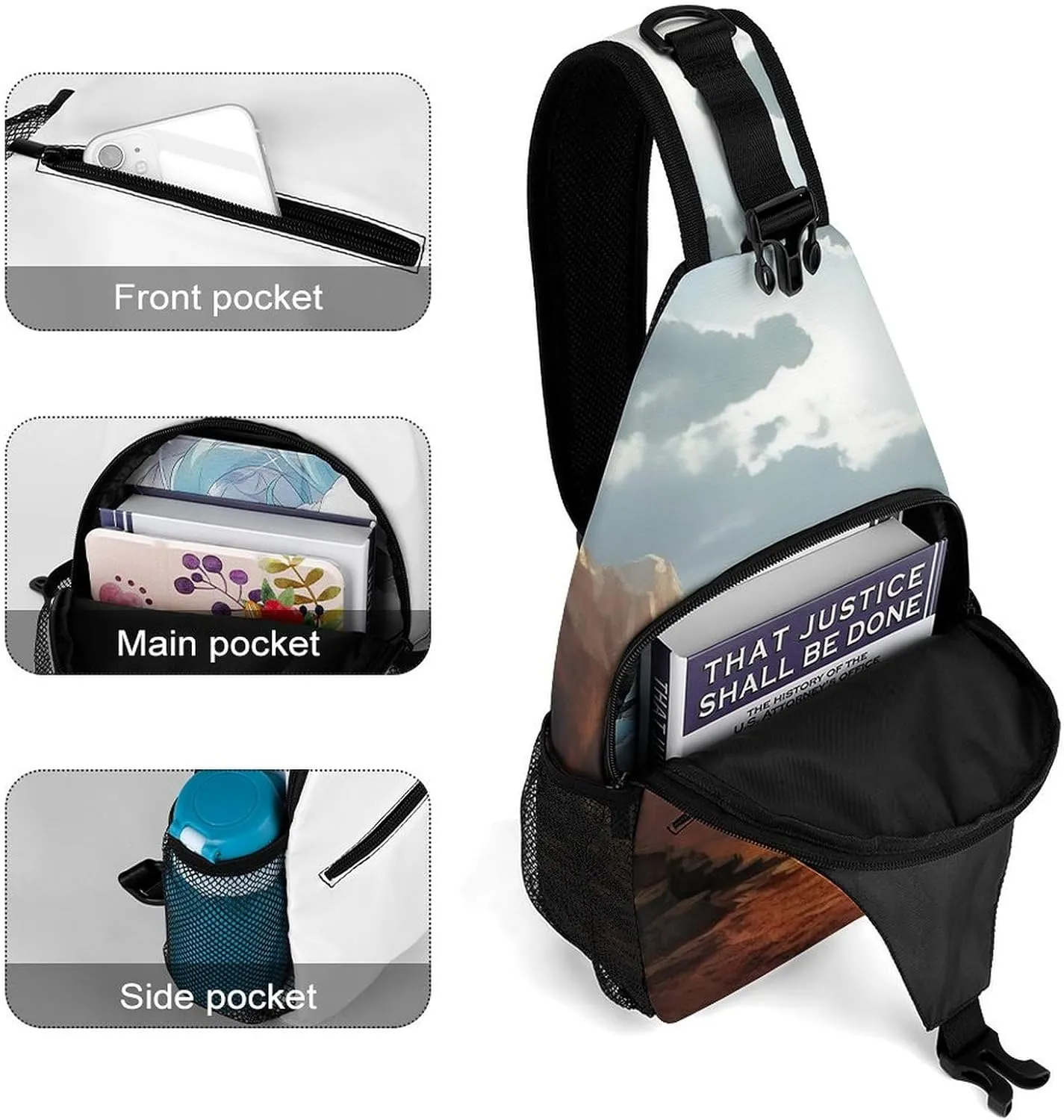 Chest Bag Sling Bag for Men Women Cliff Landscape Sport Sling Backpack Lightweight Shoulder Bag for Travel