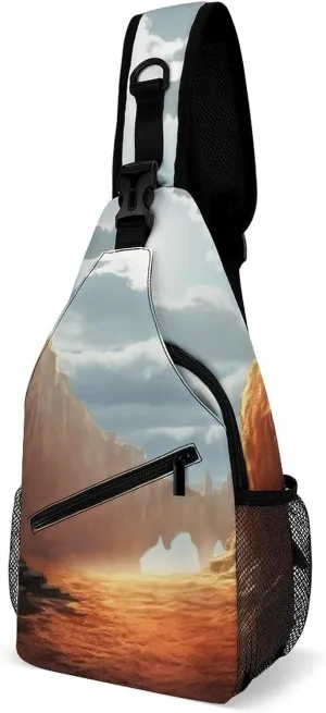 Chest Bag Sling Bag for Men Women Cliff Landscape Sport Sling Backpack Lightweight Shoulder Bag for Travel