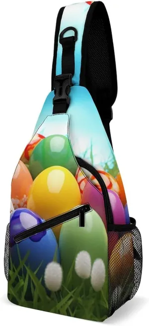 Chest Bag Sling Bag for Men Women Colorful Eggs Sport Sling Backpack Lightweight Shoulder Bag for Travel