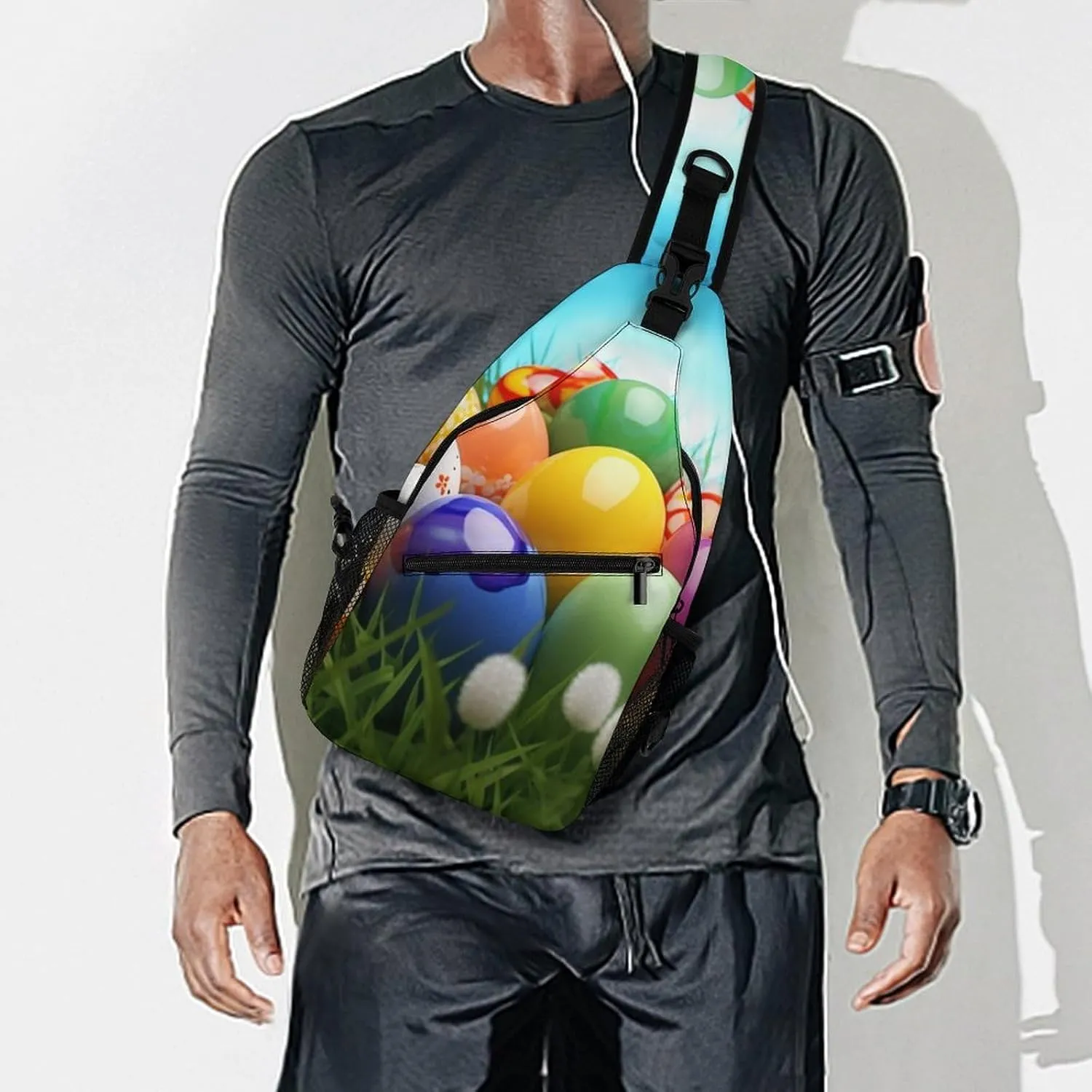 Chest Bag Sling Bag for Men Women Colorful Eggs Sport Sling Backpack Lightweight Shoulder Bag for Travel