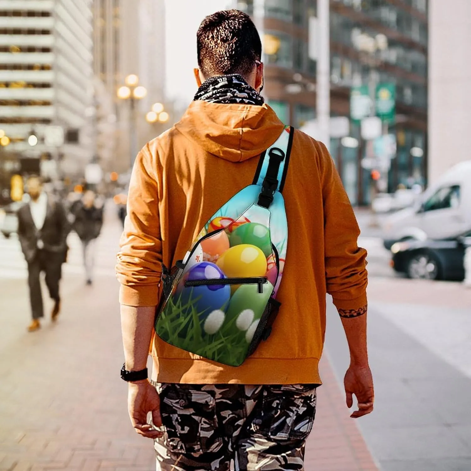 Chest Bag Sling Bag for Men Women Colorful Eggs Sport Sling Backpack Lightweight Shoulder Bag for Travel