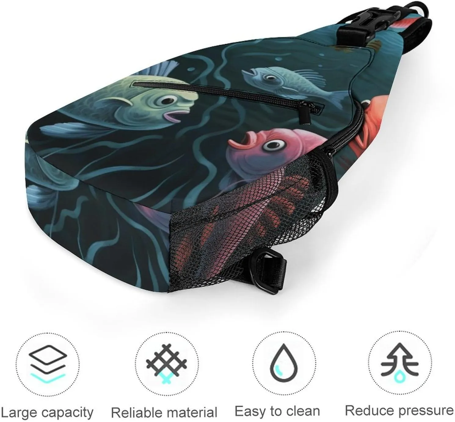 Chest Bag Sling Bag for Men Women Fish Talk Art Sport Sling Backpack Lightweight Shoulder Bag for Travel
