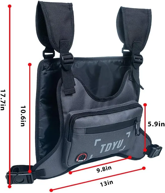 Chest Rig Bag Fashion Pack Running Harness Reflective Utility Tactical Light Bags for Men Women Night Running Exercise Hiking Jogging (Gray)