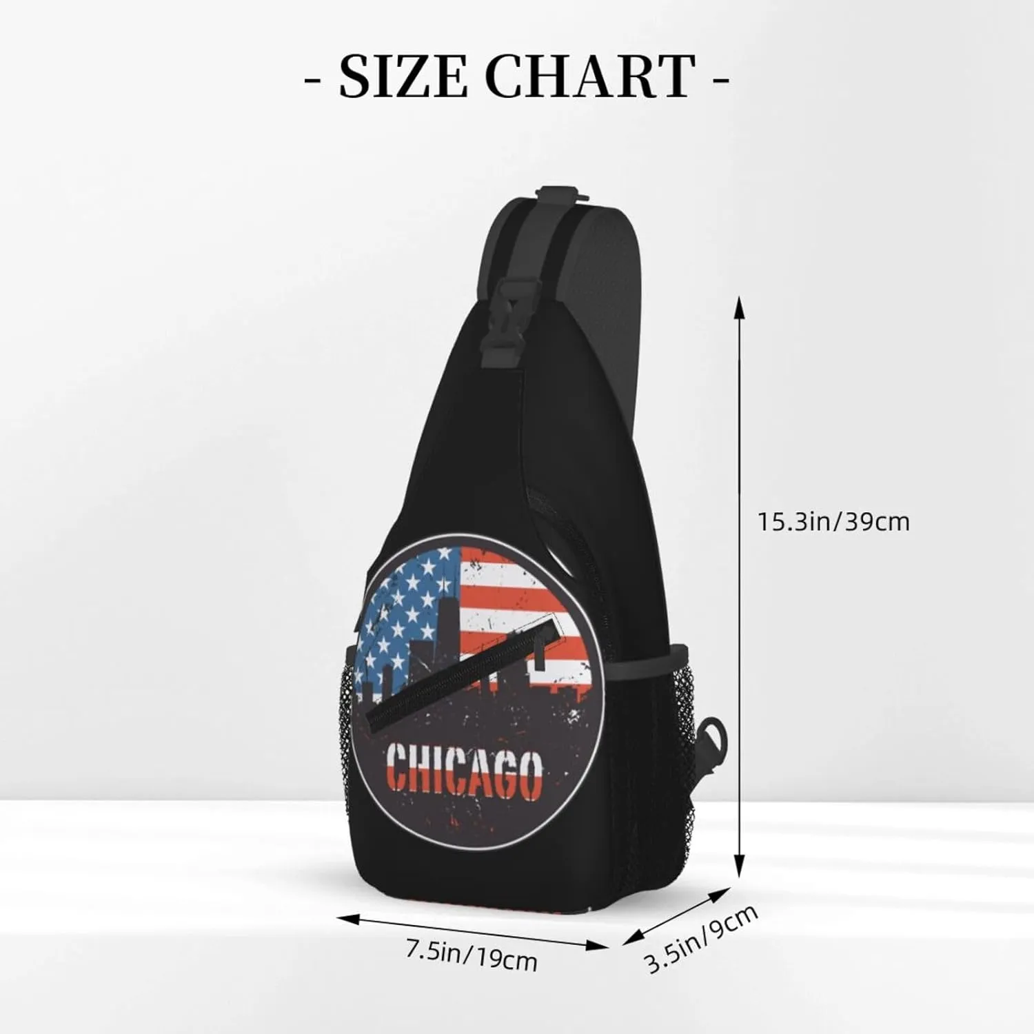 Chicago City Flag Crossbody Bags Sling Backpack Cross Chest Bag Sports Shoulder Bag Gym Fanny Pack Adjustable Cycling Daypack Diagonally Rucksack for Running