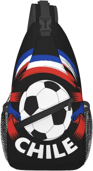 Chile Chilean Football Soccer Flag Crossbody Bags Sling Backpack Cross Chest Bag Sports Shoulder Bag Gym Fanny Pack Adjustable Cycling Daypack Diagonally Rucksack for Running