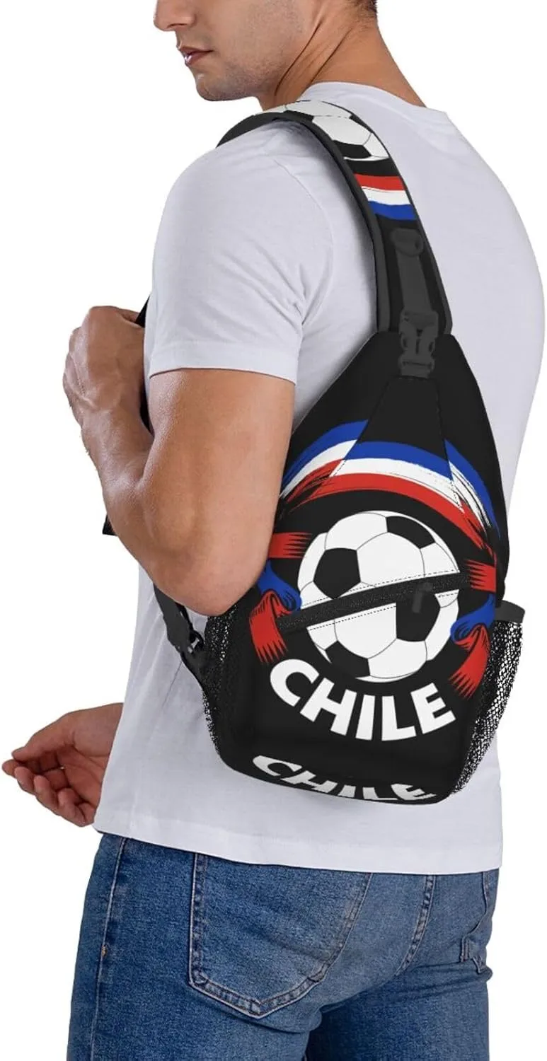 Chile Chilean Football Soccer Flag Crossbody Bags Sling Backpack Cross Chest Bag Sports Shoulder Bag Gym Fanny Pack Adjustable Cycling Daypack Diagonally Rucksack for Running