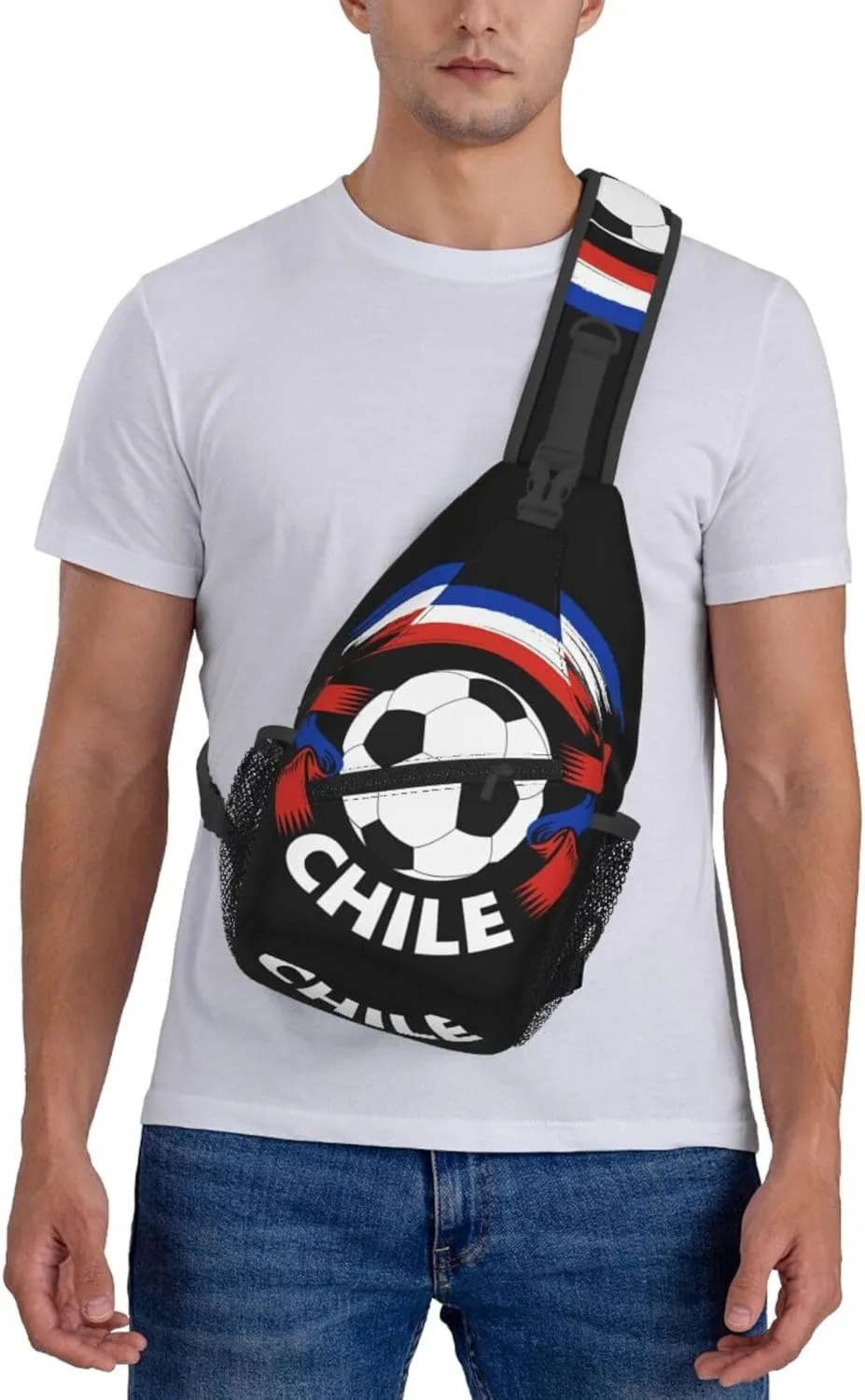 Chile Chilean Football Soccer Flag Crossbody Bags Sling Backpack Cross Chest Bag Sports Shoulder Bag Gym Fanny Pack Adjustable Cycling Daypack Diagonally Rucksack for Running