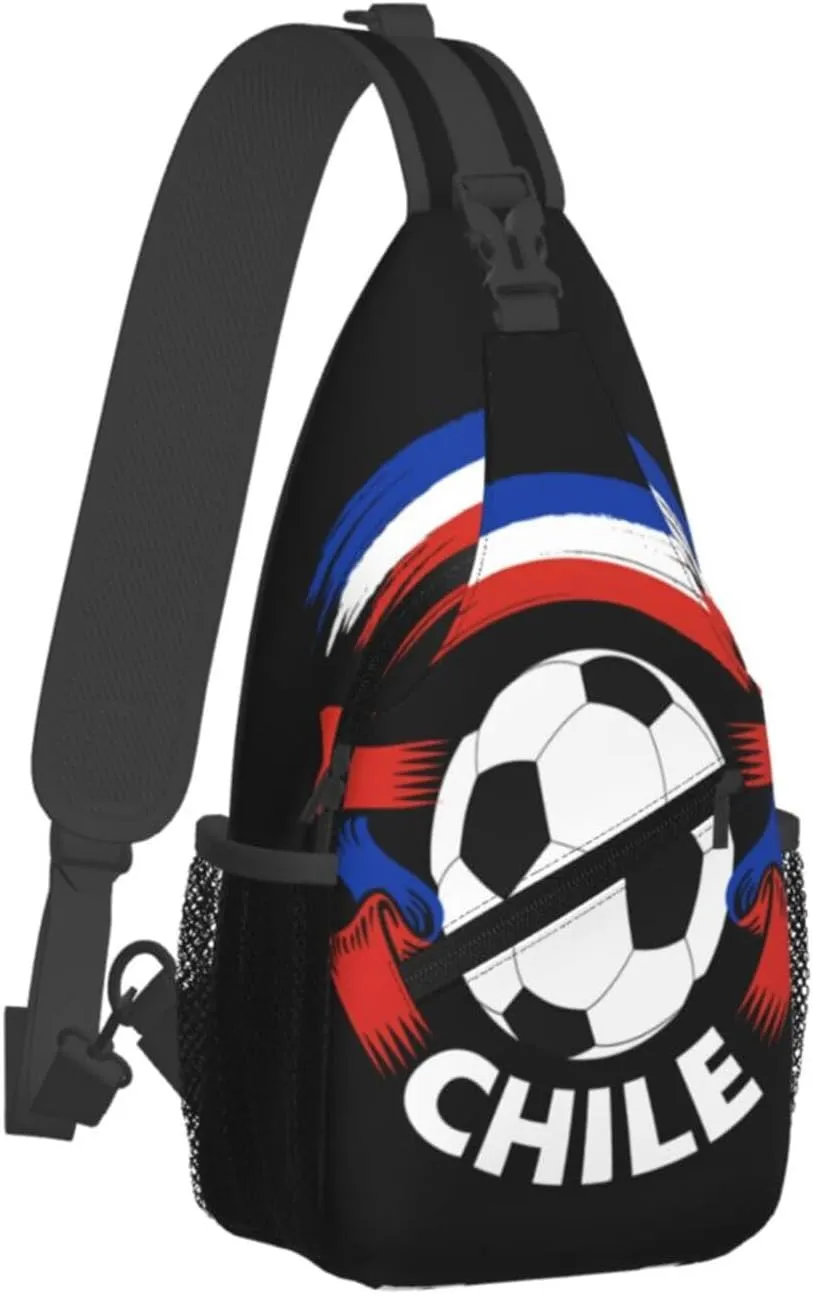 Chile Chilean Football Soccer Flag Crossbody Bags Sling Backpack Cross Chest Bag Sports Shoulder Bag Gym Fanny Pack Adjustable Cycling Daypack Diagonally Rucksack for Running