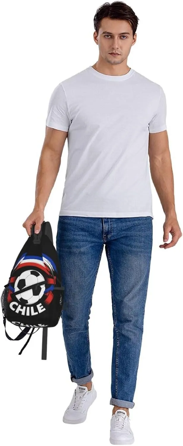 Chile Chilean Football Soccer Flag Crossbody Bags Sling Backpack Cross Chest Bag Sports Shoulder Bag Gym Fanny Pack Adjustable Cycling Daypack Diagonally Rucksack for Running