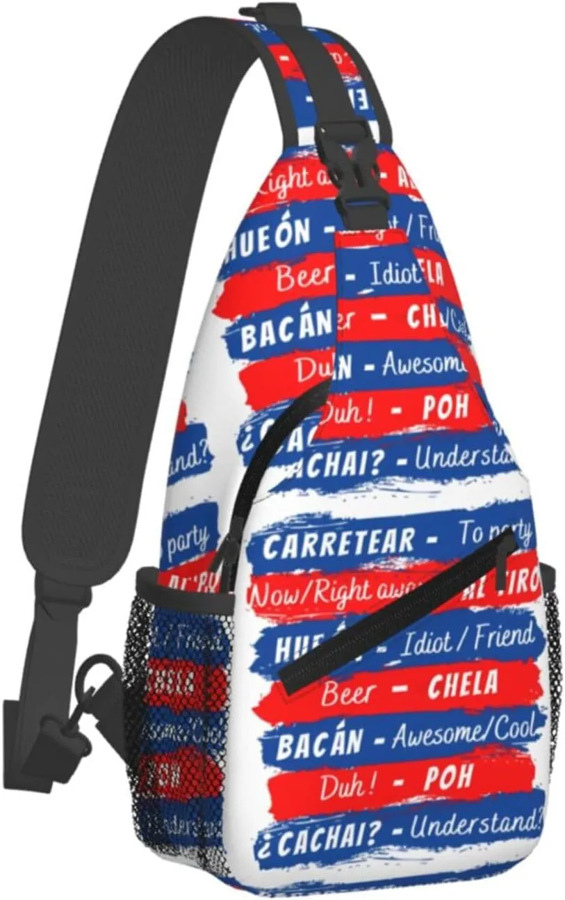 Chile Flag Chilean Slang Crossbody Bags Sling Backpack Cross Chest Bag Sports Shoulder Bag Gym Fanny Pack Adjustable Cycling Daypack Diagonally Rucksack for Running