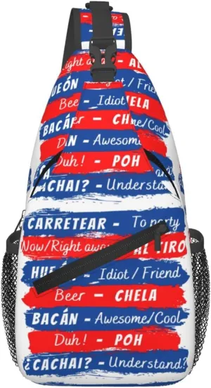 Chile Flag Chilean Slang Crossbody Bags Sling Backpack Cross Chest Bag Sports Shoulder Bag Gym Fanny Pack Adjustable Cycling Daypack Diagonally Rucksack for Running