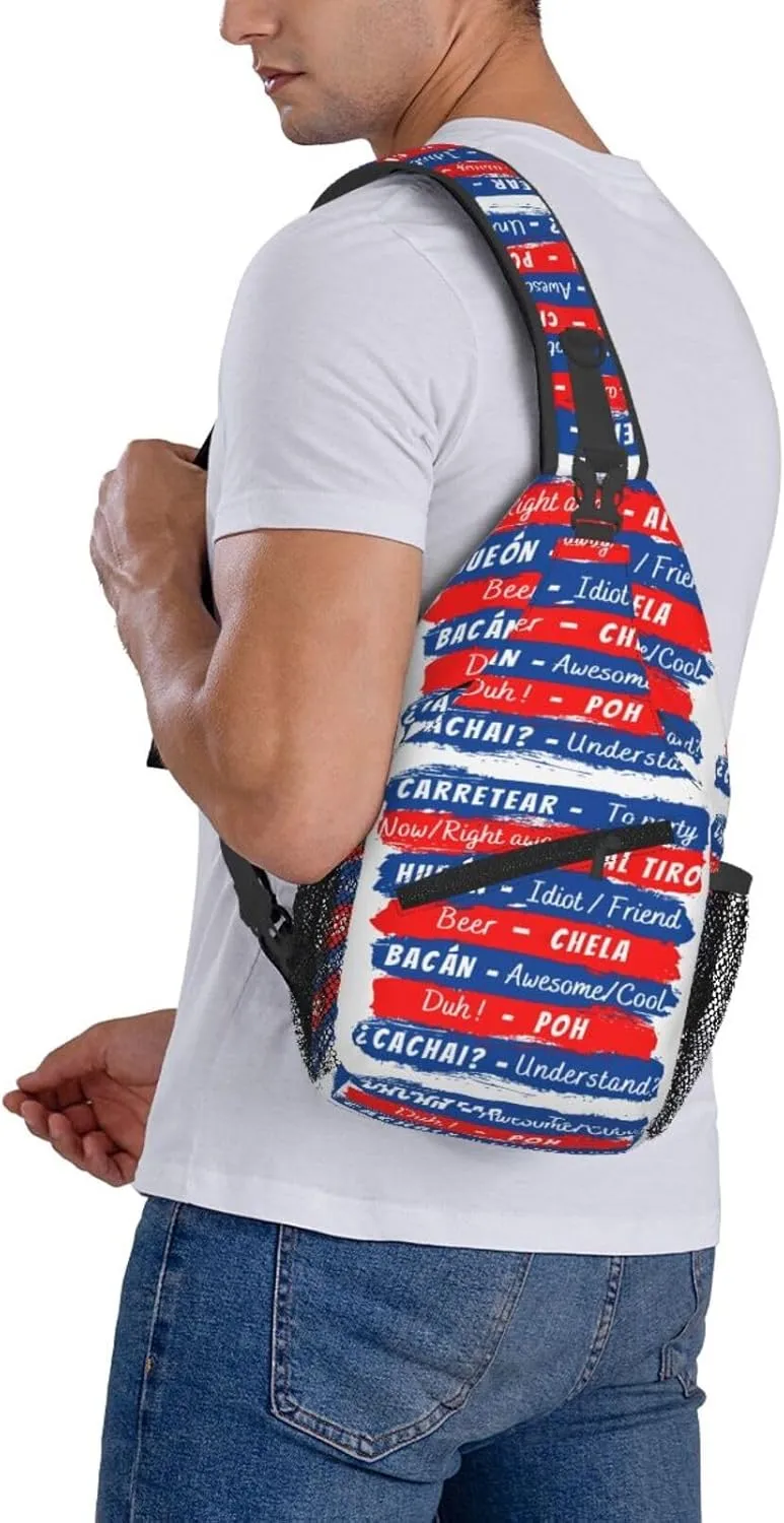 Chile Flag Chilean Slang Crossbody Bags Sling Backpack Cross Chest Bag Sports Shoulder Bag Gym Fanny Pack Adjustable Cycling Daypack Diagonally Rucksack for Running
