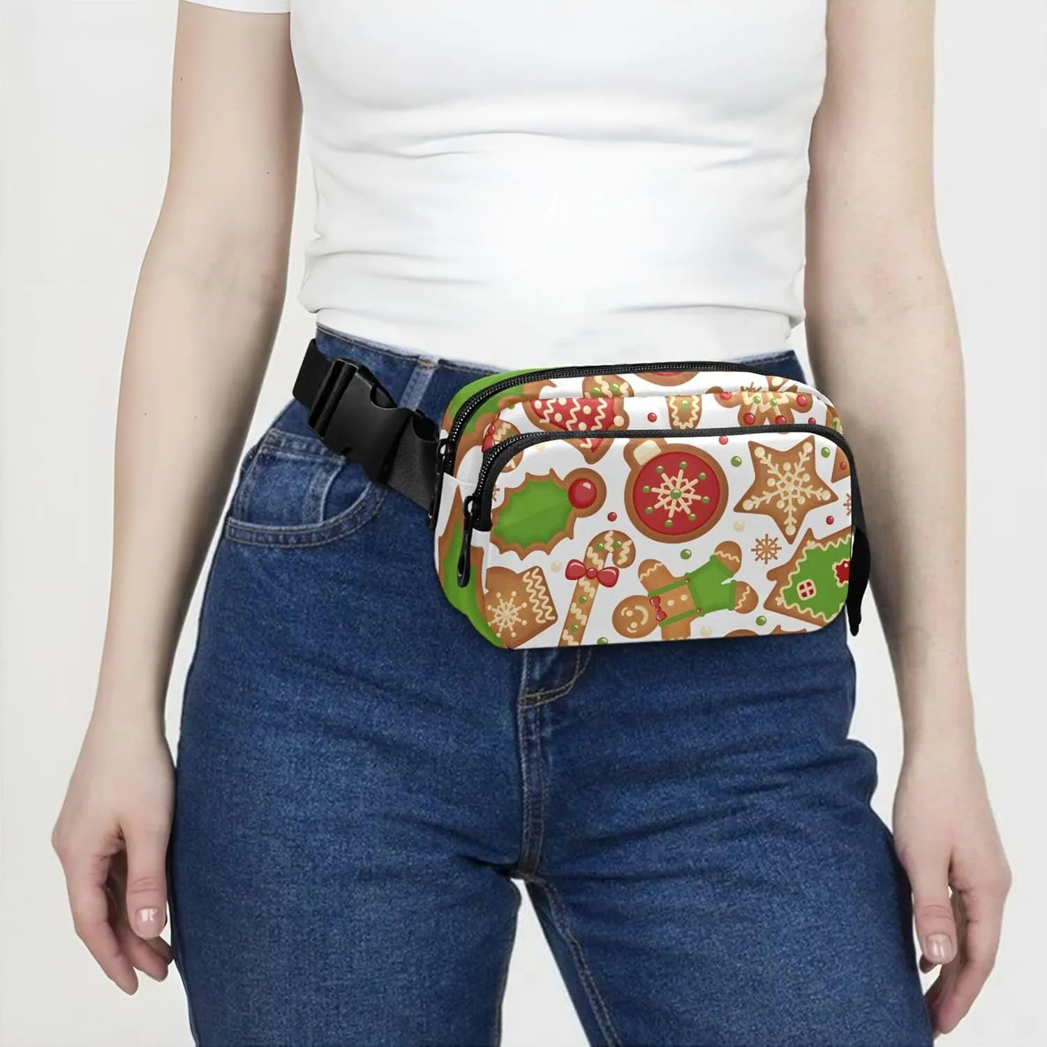 Christmas Cookies Celebratory Waterproof Fanny Packs Women Large Hip Belt Bag Funky Waist Pouches for Men