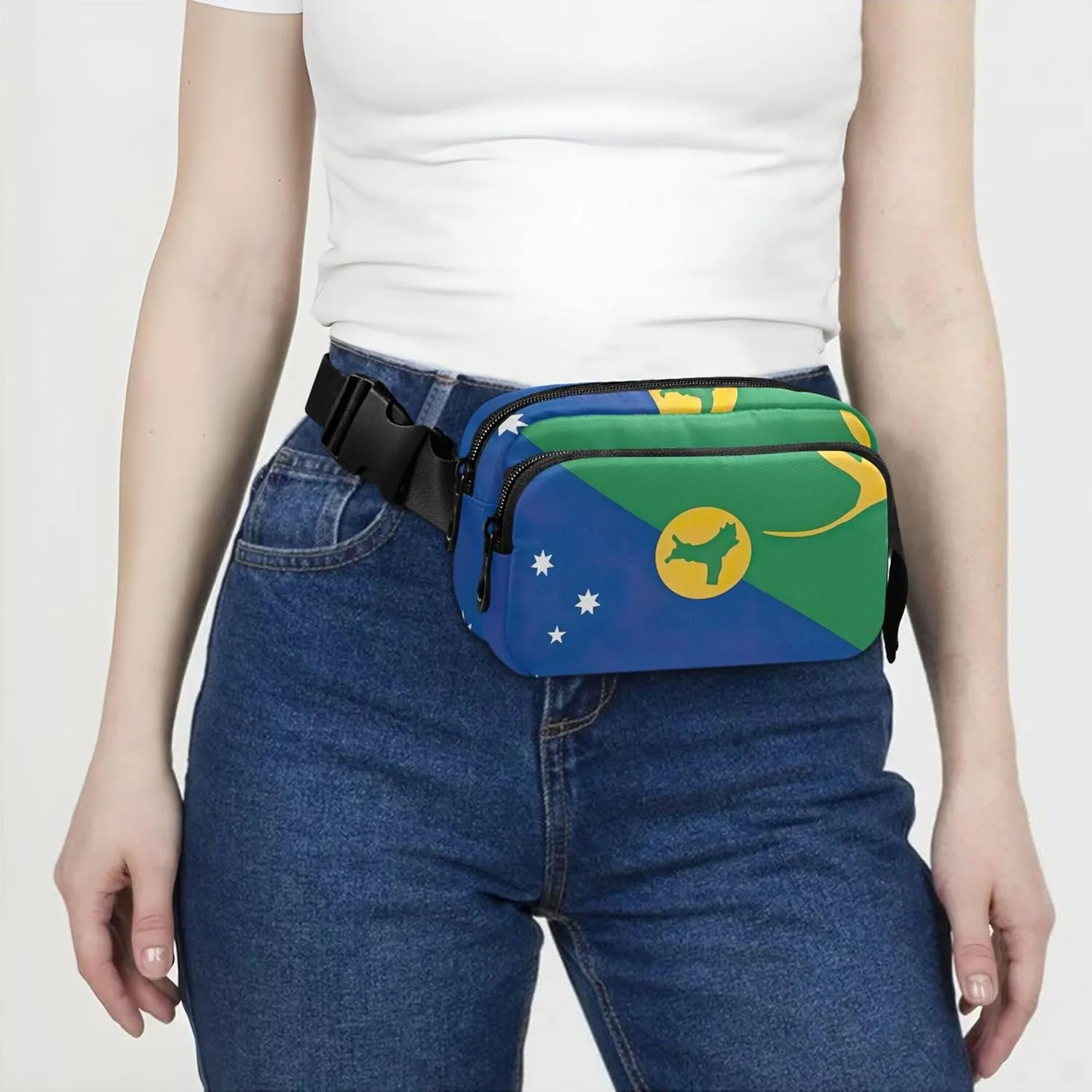 Christmas Island Flag Women Fanny Packs Waterproof Large Hip Belt Bag Cute Waist Pack for Women