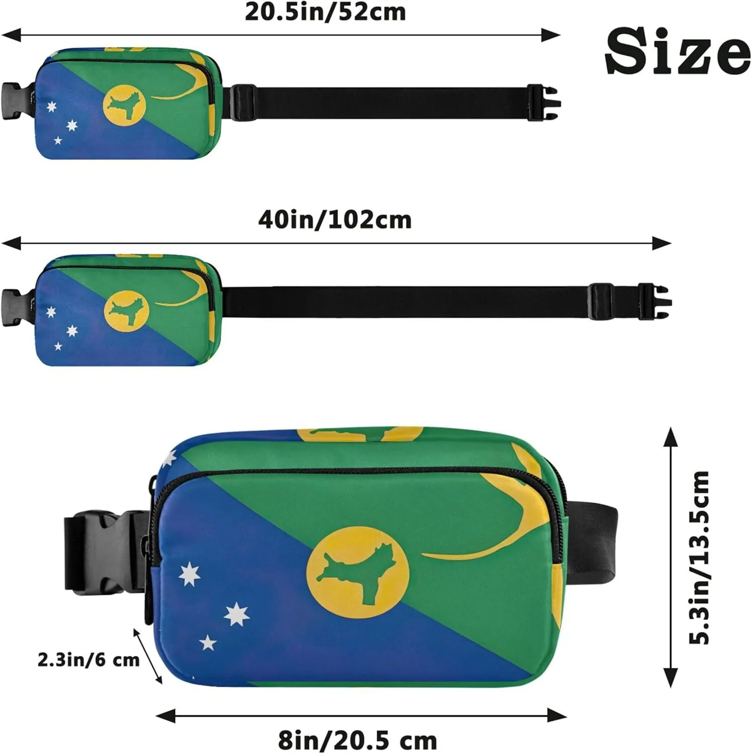 Christmas Island Flag Women Fanny Packs Waterproof Large Hip Belt Bag Cute Waist Pack for Women