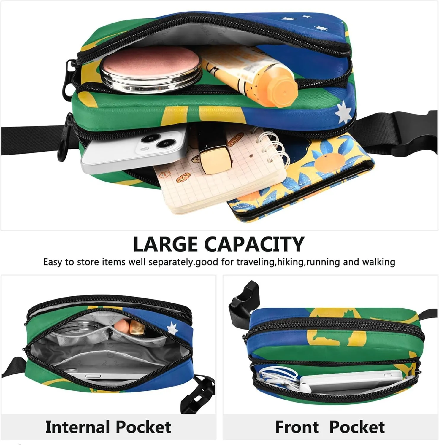 Christmas Island Flag Women Fanny Packs Waterproof Large Hip Belt Bag Cute Waist Pack for Women