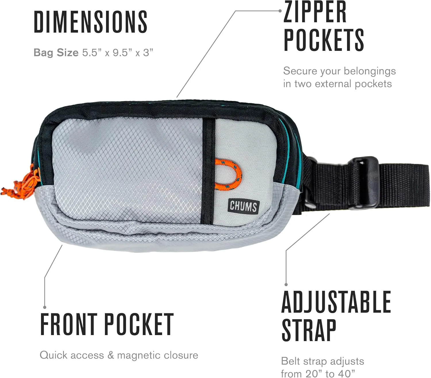 Chums Trekker Waist Pack - Unisex Tactical Fanny Pack & Bum Bag with multiple Storage Pockets for Travel and Hiking.