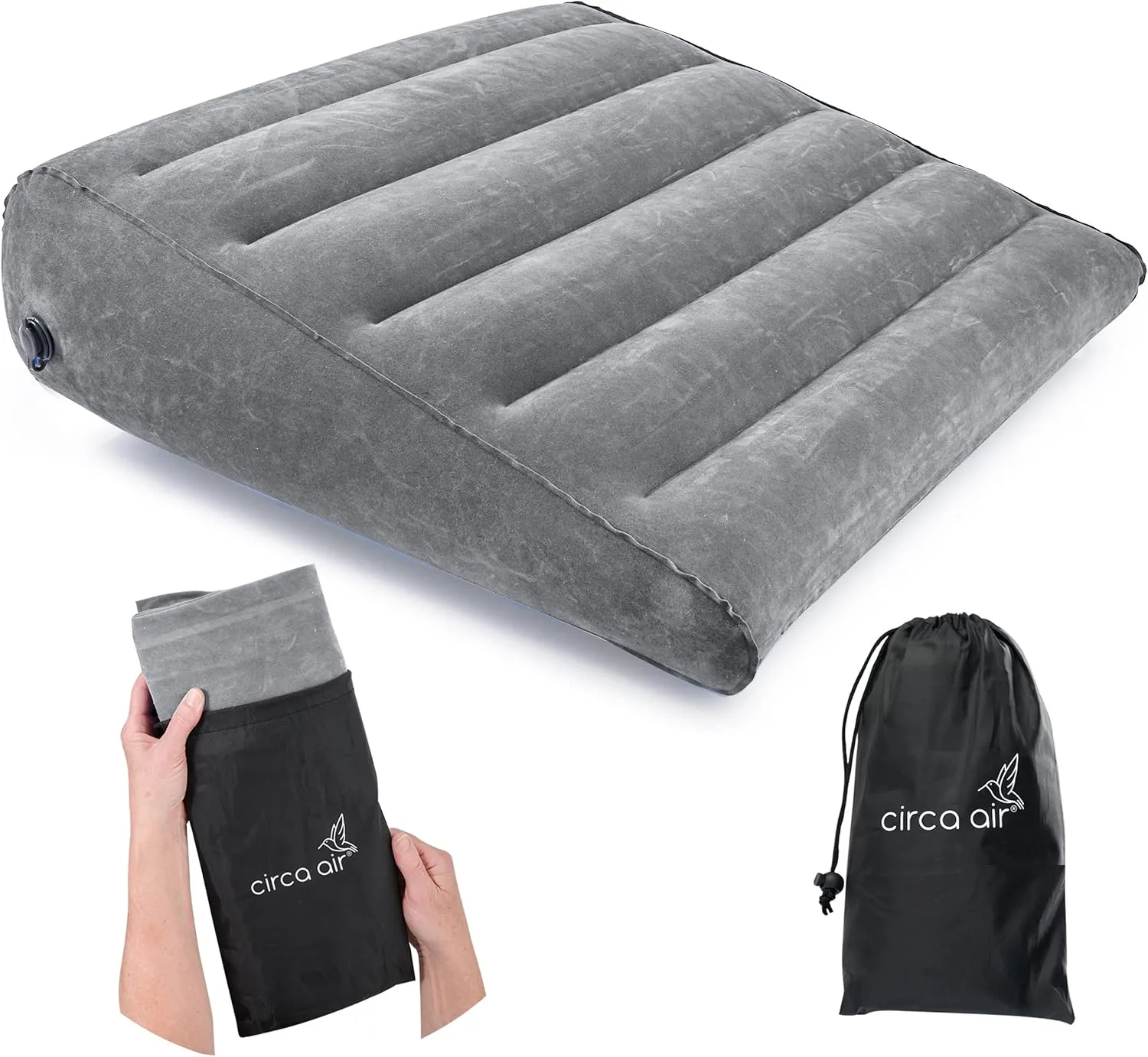Circa Air Inflatable Wedge Pillow - Travel Wedge Pillow for Sleeping Acid Reflux, After Surgery, Bed Wedge Pillow for Head Shoulder, Back, Knee, Leg Elevation Support, GERD, Snoring, Heartburn