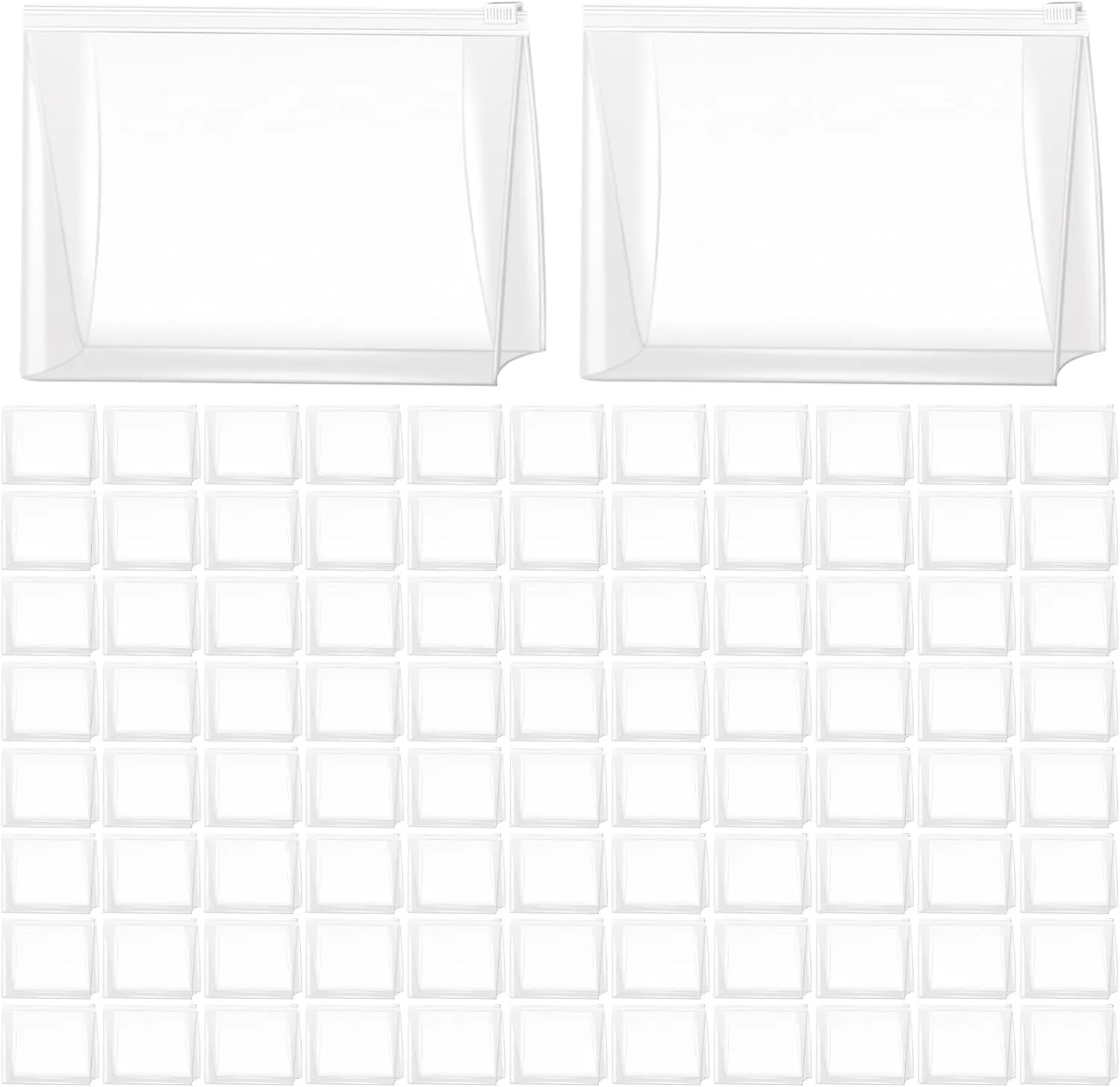 Circloophs 80 Pack Large Clear Makeup Bag Bulk Organizer Cosmetic Zipper Pouch Small Travel Pouches for Toiletries Transparent EVA Reusable Wash Bags Waterproof Plastic Clear Gift Bags, Frosted, 9.8”