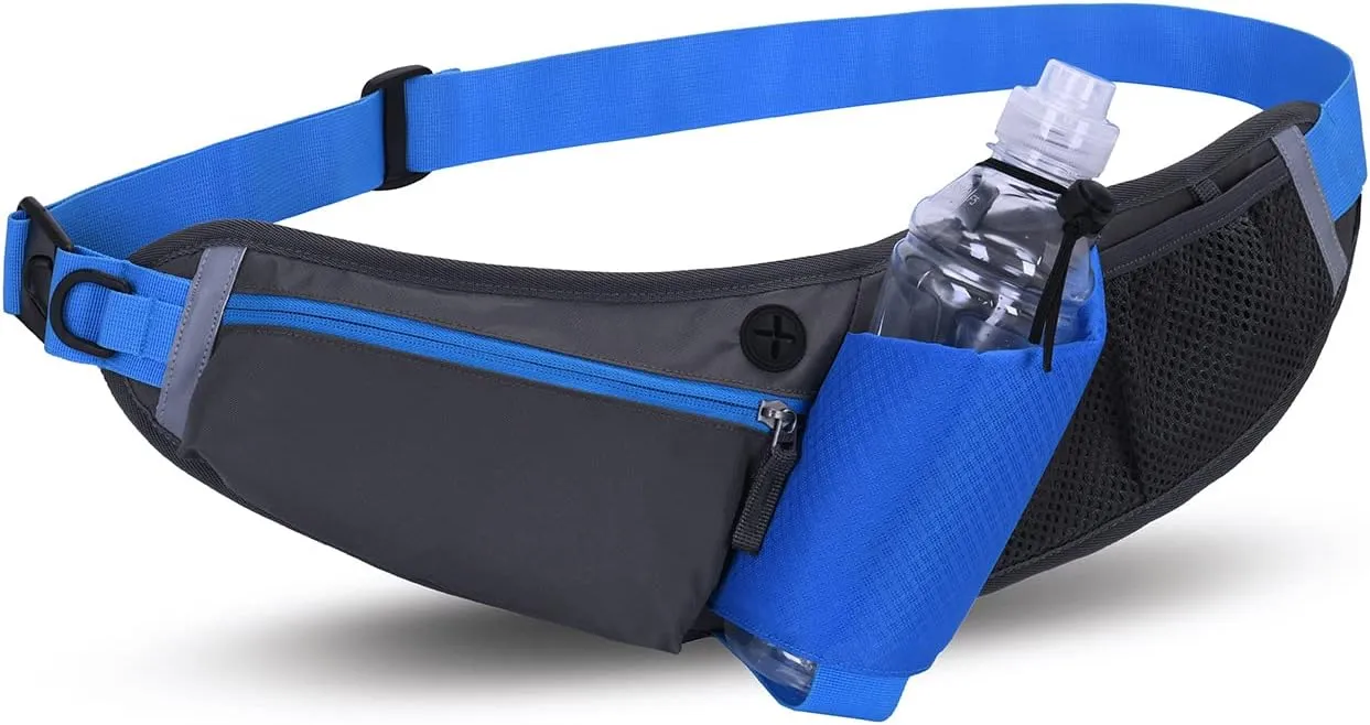 CLAPE Men's Running Fanny Pack with Water Bottle Holder Outdoor Sports Lightweight Waist Pack with Bottle Holder for Hiking,Jogging,Bicycling,Walking,Green