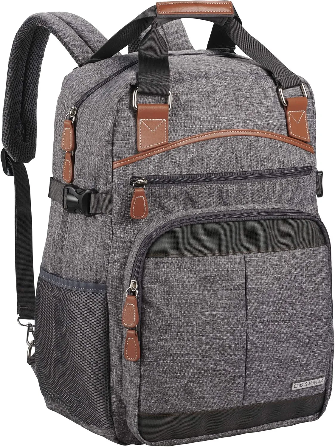 Clark & Mayfield Reed Backpack 17 - Slate Grey with Brown Trim