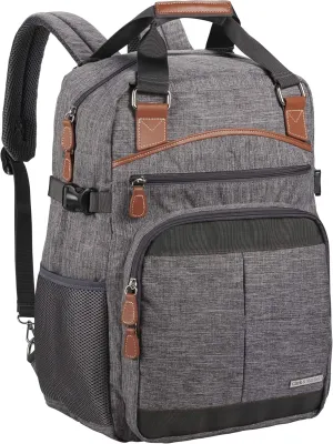 Clark & Mayfield Reed Backpack 17 - Slate Grey with Brown Trim