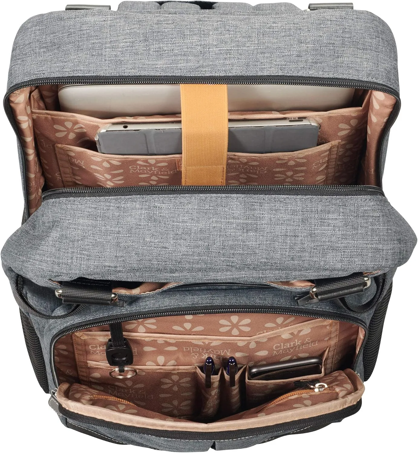 Clark & Mayfield Reed Backpack 17 - Slate Grey with Brown Trim