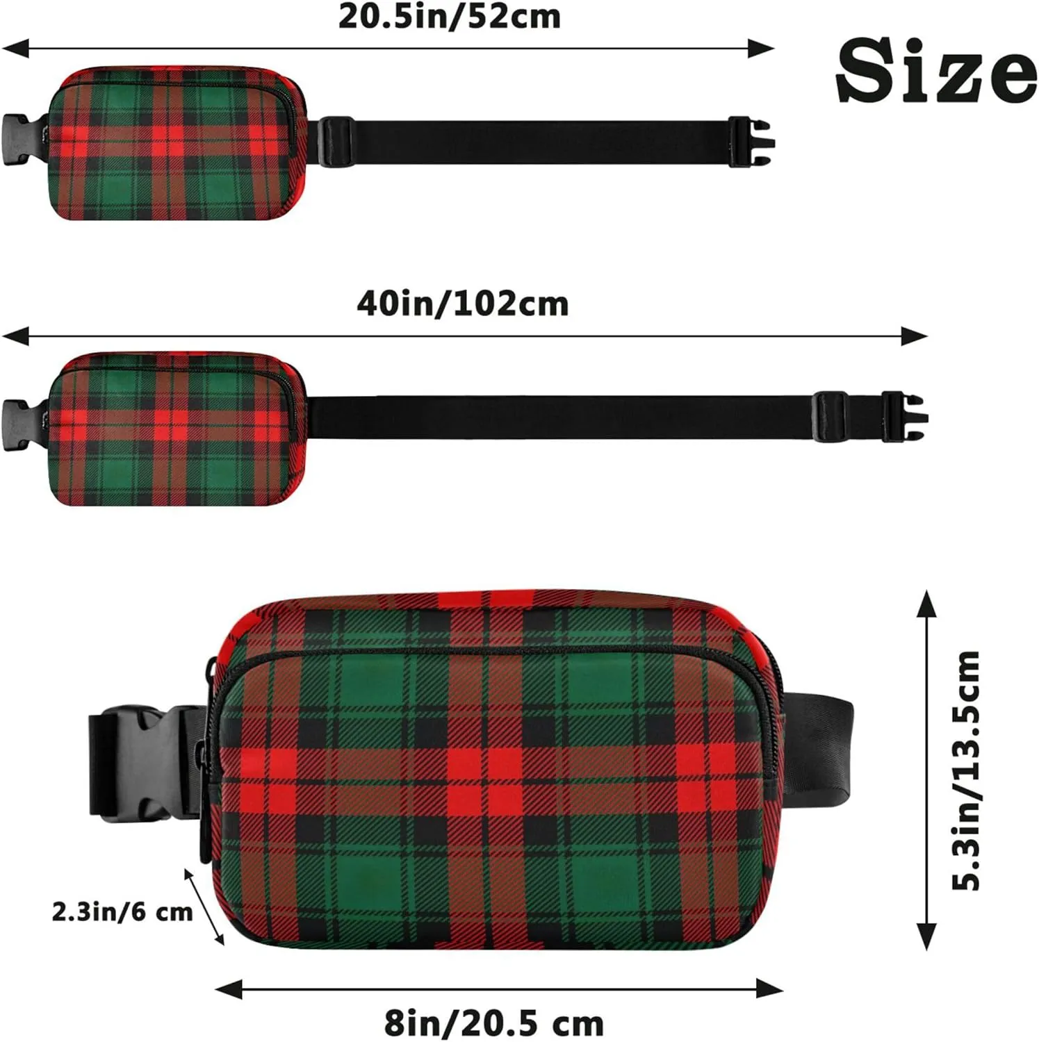 Classic Scottish Red Plaid Fanny Packs Women Hip Bag Belt Pouch Waterproof Funny Cross Body Waist Pack