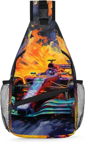Classic Vintage Sport Car Sling Bag for Women Men, Waterproof Crossbody Sling Backpack Travel Outdoor Sports Chest Bag