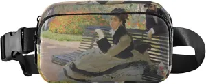 Claude Monet Camille Bench Oil Painting Waterproof Women Fanny Pack Belt Bag Hip Pouch Bright Colored Crossbody Waist Pack