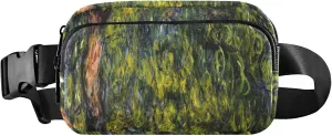 Claude Monet Weeping Willow Print Womens Fanny Pack Waterproof Hip Pouch Belt Bag Cute Crossbody Waist Pack