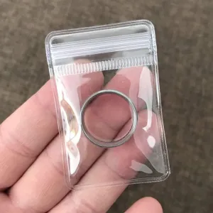 Clear Pvc Ring Pouch Bulk Small Anti Tarnish Jewelry Storage Bags Plastic Travel Zipper Pouches 1.58 x 2.37 in 200 pcs