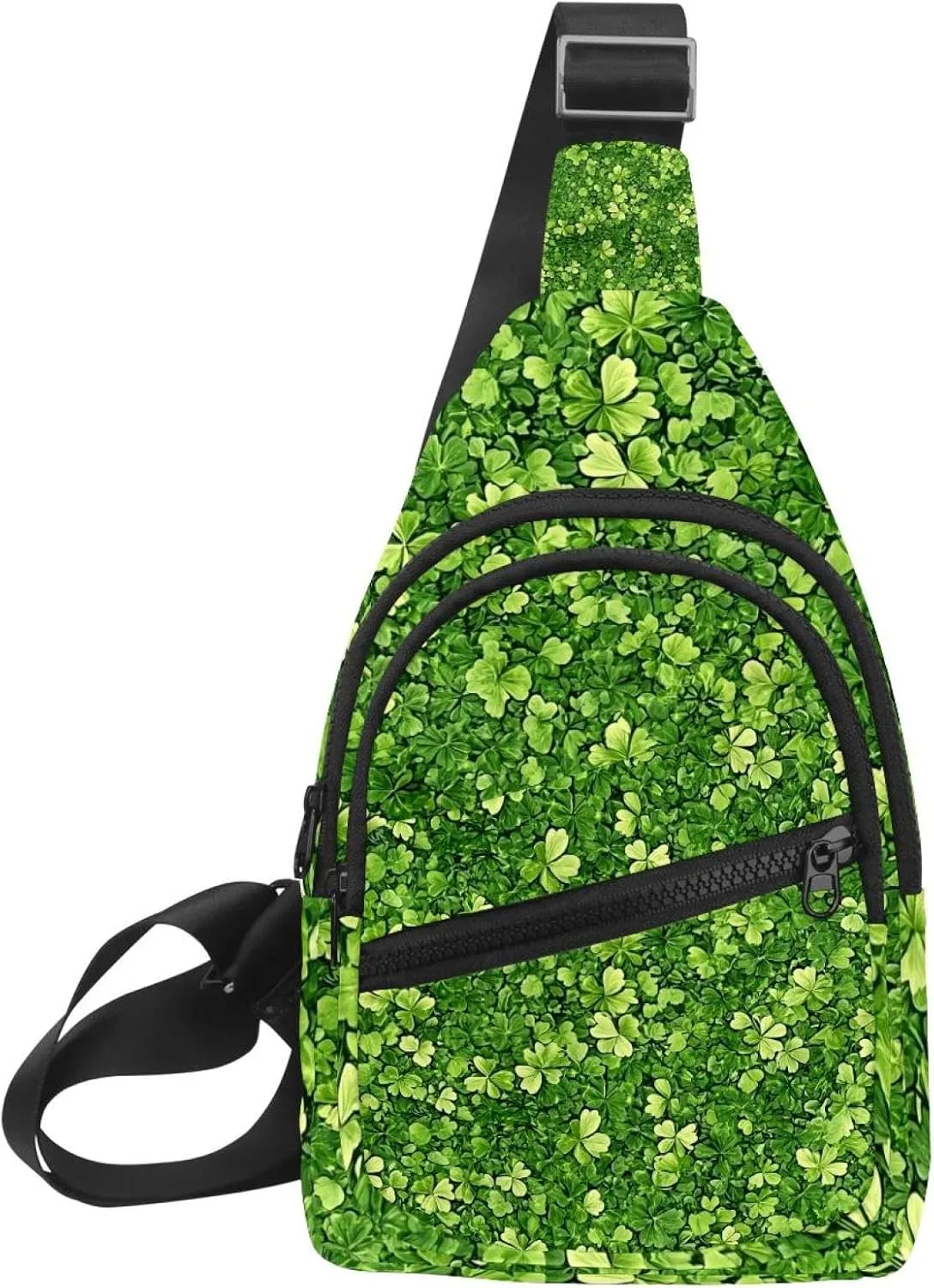 _Clover leaves (2) Sling Backpack, Adjustable Crossbody Shoulder Bag Travel Hiking Daypack