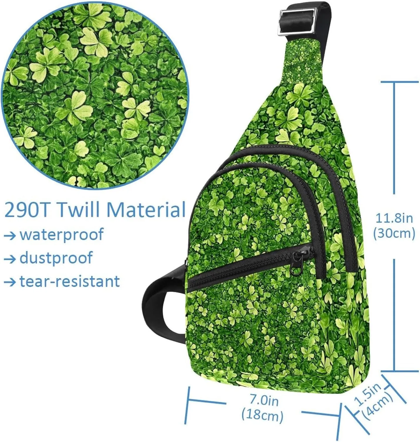 _Clover leaves (2) Sling Backpack, Adjustable Crossbody Shoulder Bag Travel Hiking Daypack