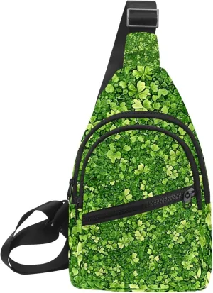 _Clover leaves (2) Sling Backpack, Adjustable Crossbody Shoulder Bag Travel Hiking Daypack