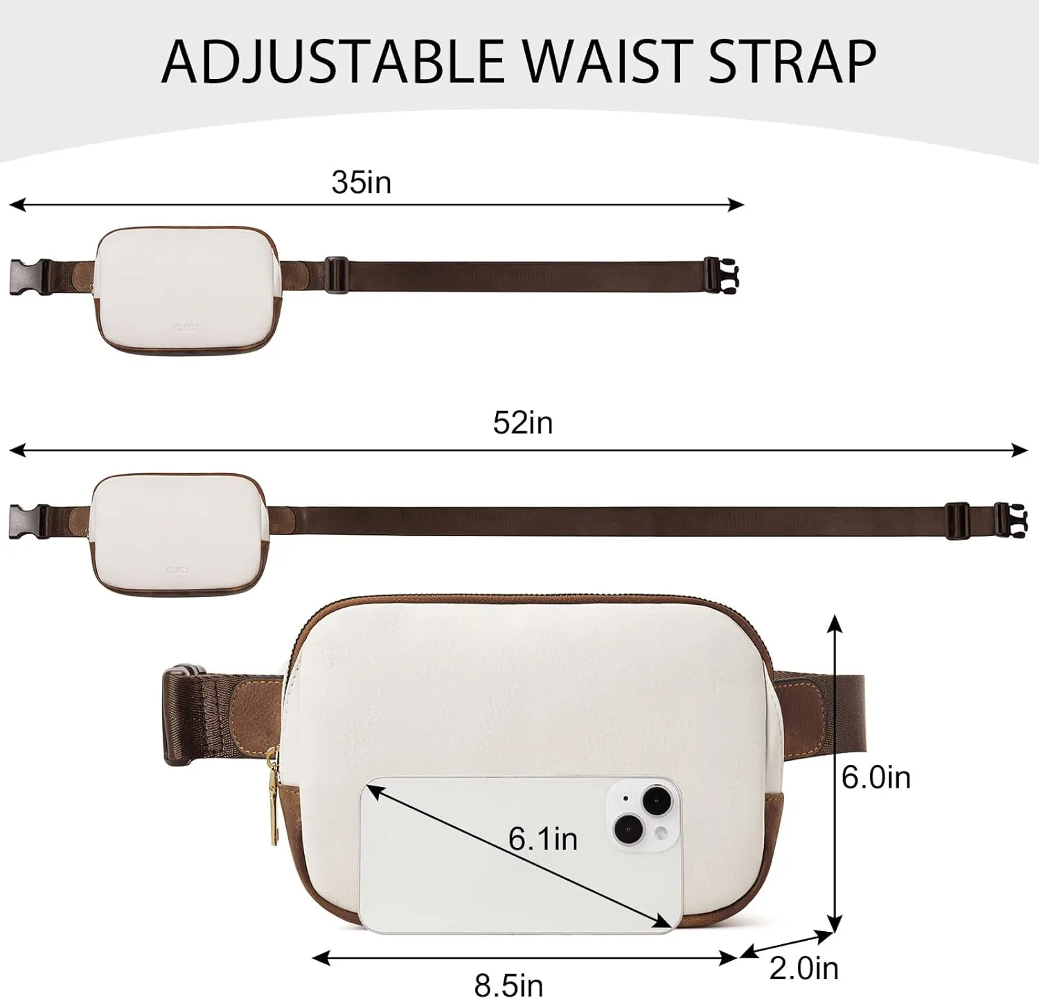 CLUCI Belt Bag for Women, Mini Everywhere Crossbody Waist Bag Adjustable Strap, Vegan Leather Women's Fanny Pack