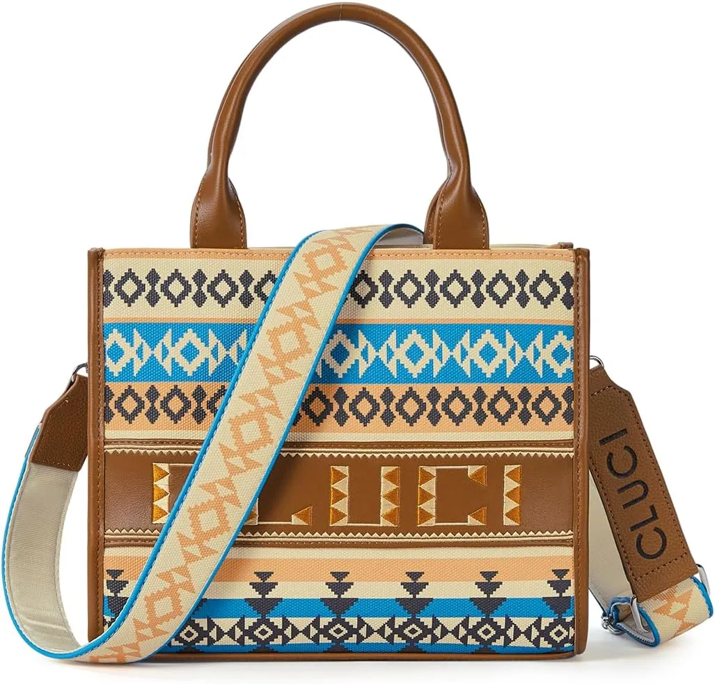 CLUCI Tote Bag for Women,Western Purses Shoulder Handbags Canvas Aztec Crossbody Bag Hobo Bag