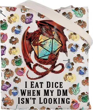 CMIM DM Dice Bag RPG Gamer Gift Game Lovers Gifts I Eat Dice When My DM Isn't Looking Dungeon Master Reusable Tote Bag