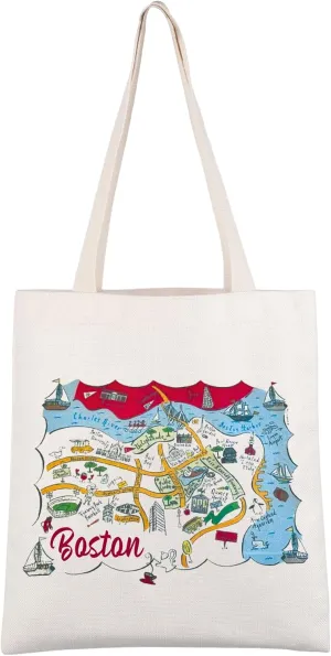 CMNIM Boston Souvenir Gifts Boston Tote Bag City of Boston Themed Gifts Boston Merch Boston Travel Shopping Aesthetic Bags