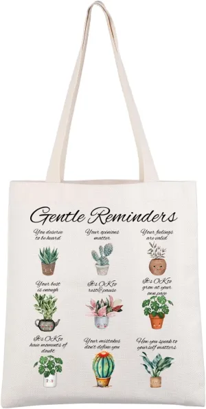 CMNIM Gentle Reminders Positive Tote Bag Psychologist Gifts School Counseling Office Shoulder Bag School Counselors Gifts