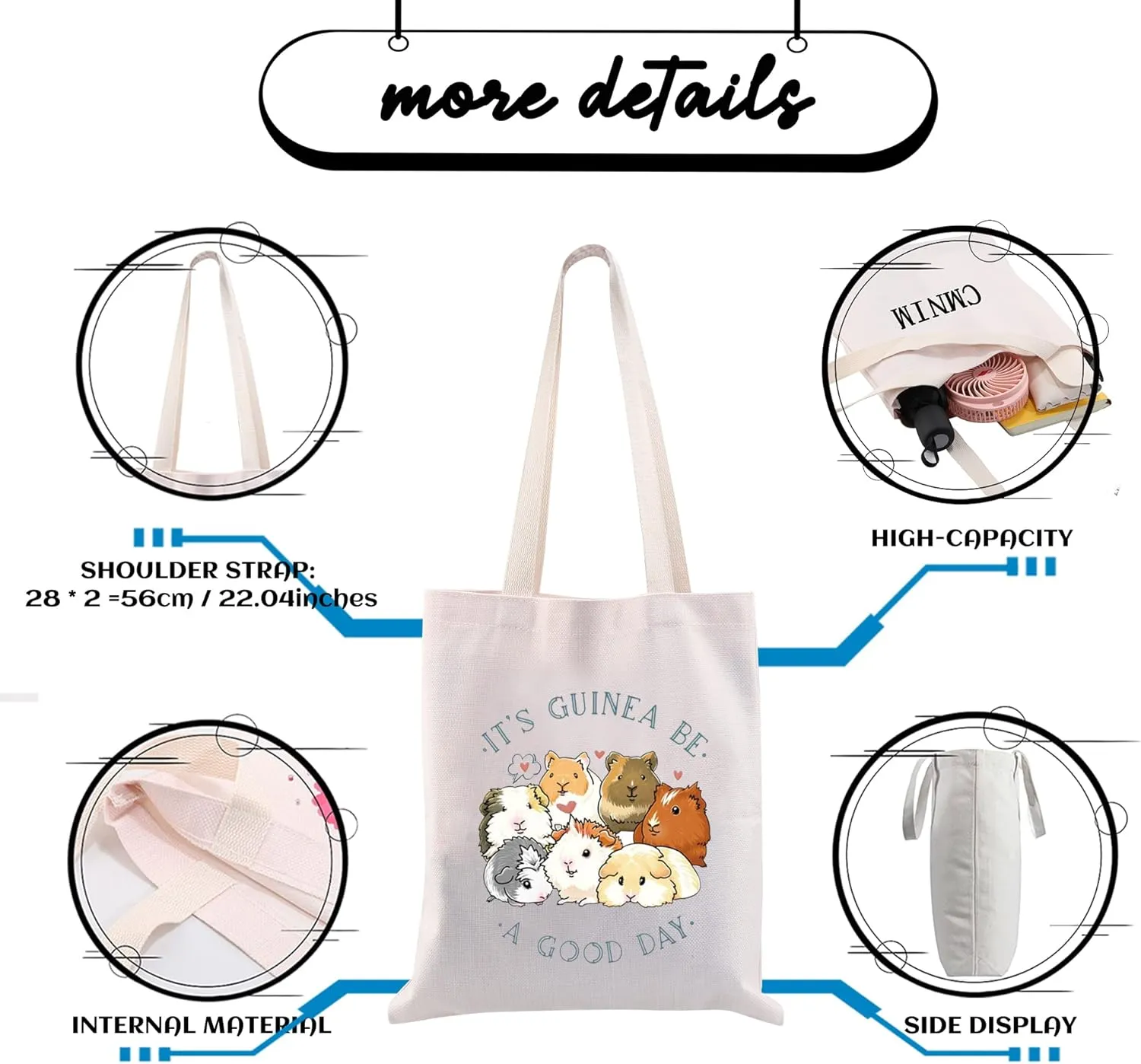 CMNIM Guinea Pig Lover Tote Bag - Be a Good Day Guinea Pig Lover Accessories for Cavy Mom Gift