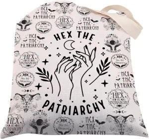 CMNIM Hex the Patriarchy Tote Bag Witchy Gifts for Feminists Halloween Gifts Smash the Patriarchy Canvas Tote Witchcraft Bag