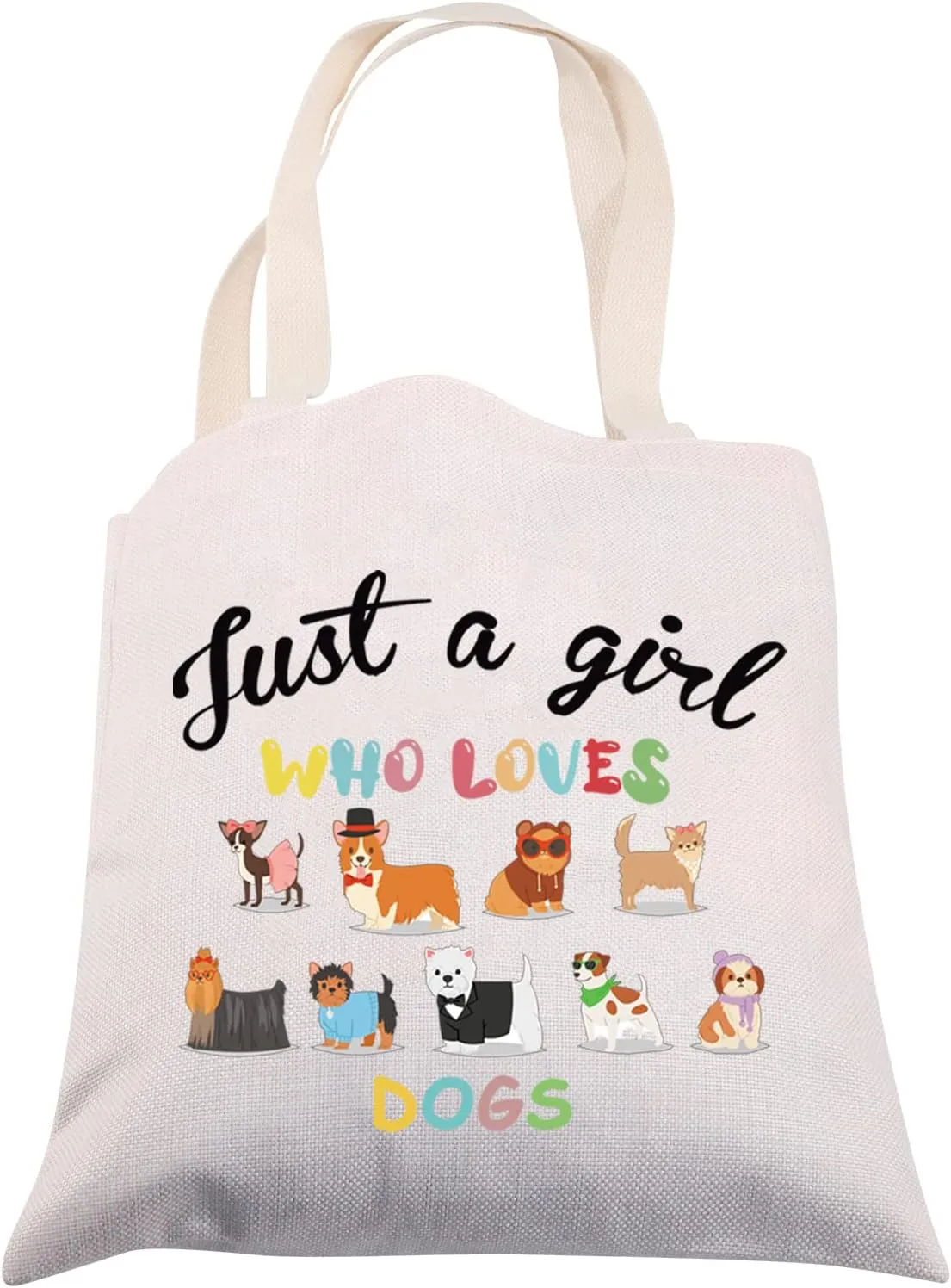 CMNIM Just a Girl Who Loves Dogs Lover Gifts Canvas Tote Bag - Dogs Gift for Girls Reusable Shoulder Bag Handbag