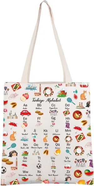 CMNIM Turkey Gifts Türkiye Alphabet Travel Tote Bag Turkish Souvenir Gift Turkey Themed Trip Traveller Reusable Grocery Bag