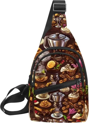 coffee maker elements sweets Sling Bag for Women Men Backpack Fanny Pack Crossbody Chest Travel Shoulder Belt Bags Purse Handbag