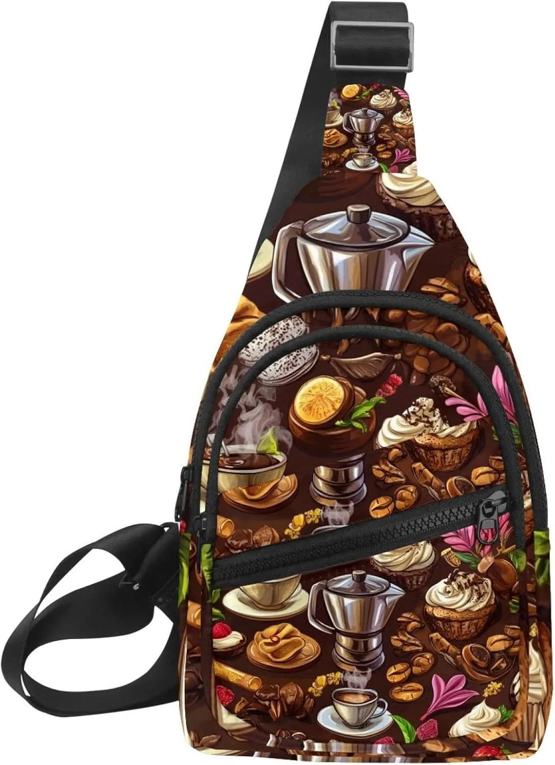 coffee maker elements sweets Sling Bag for Women Men Backpack Fanny Pack Crossbody Chest Travel Shoulder Belt Bags Purse Handbag