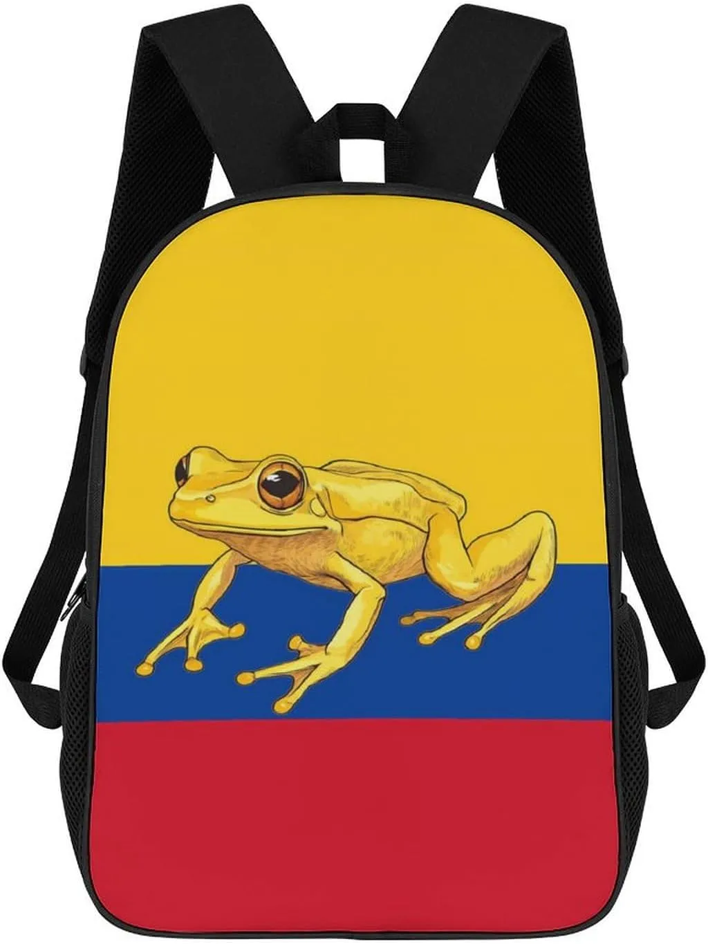 Colombian Flag Golden Poison Frog 17 Inches Travel Backpacks Funny Shoulder Bag Lightweight Daypack