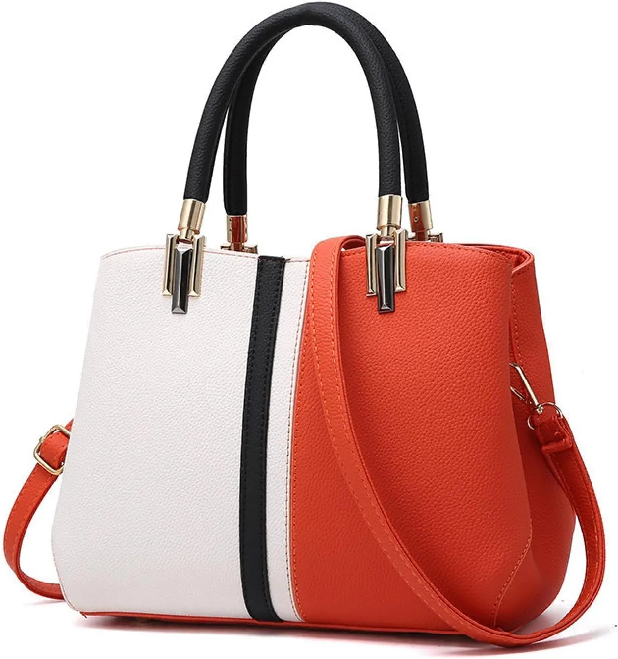 Color-blocked One-shoulder Tote Casual Women's Bag, Black