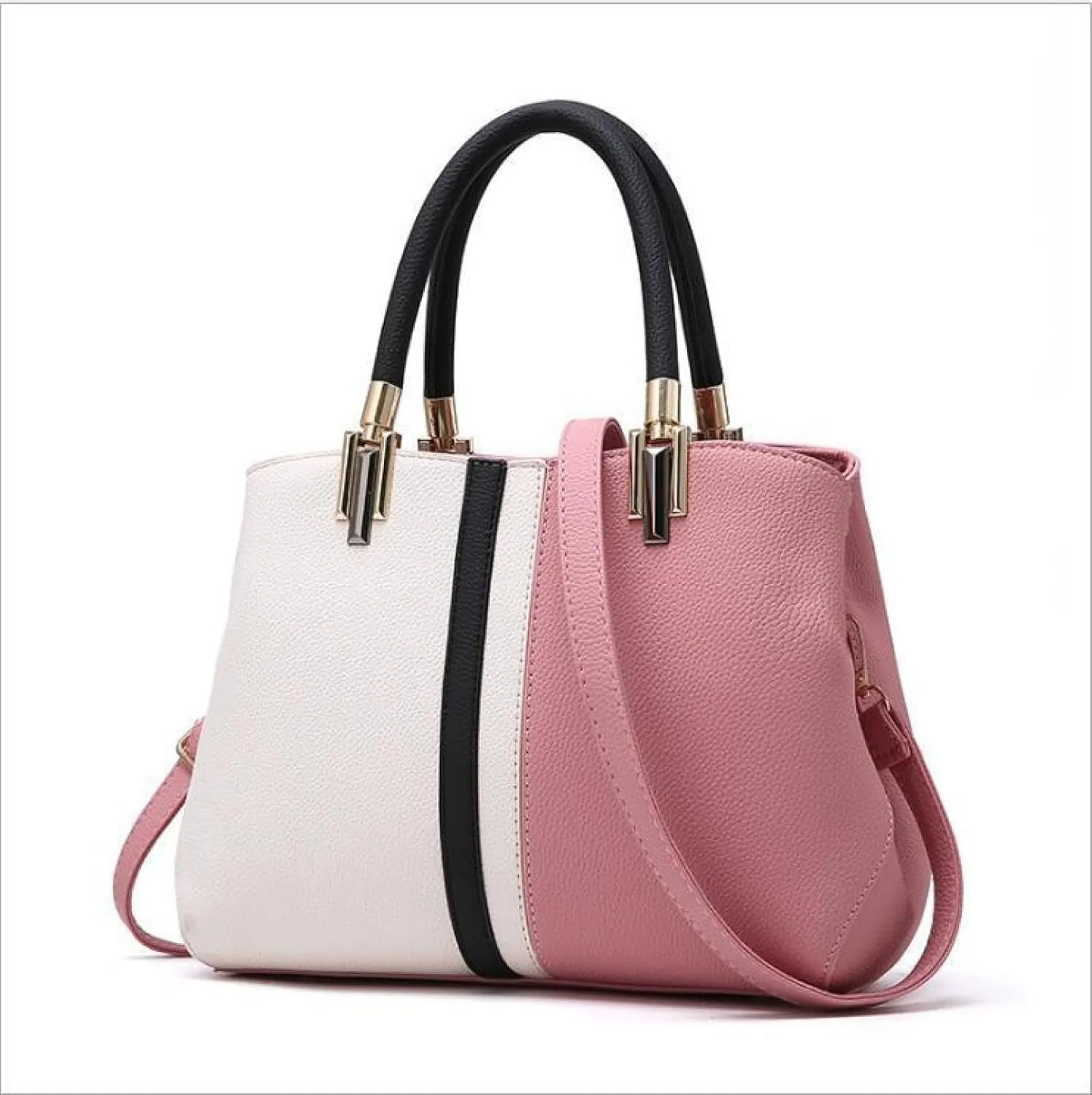 Color-blocked One-shoulder Tote Casual Women's Bag, Black