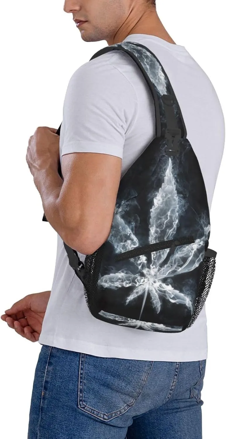 Colorful Cannabis Leaf Small Crossbody Backpack Sling Bag For Men Women Mini One Shoulder Chest Bags Gym Sport Travel Hiking Daypack